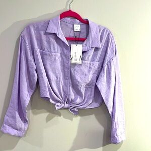 ZARA BUTTON UP SHIRT. BRAND NEW WITH TAGS. 13-14, Lilac Purple